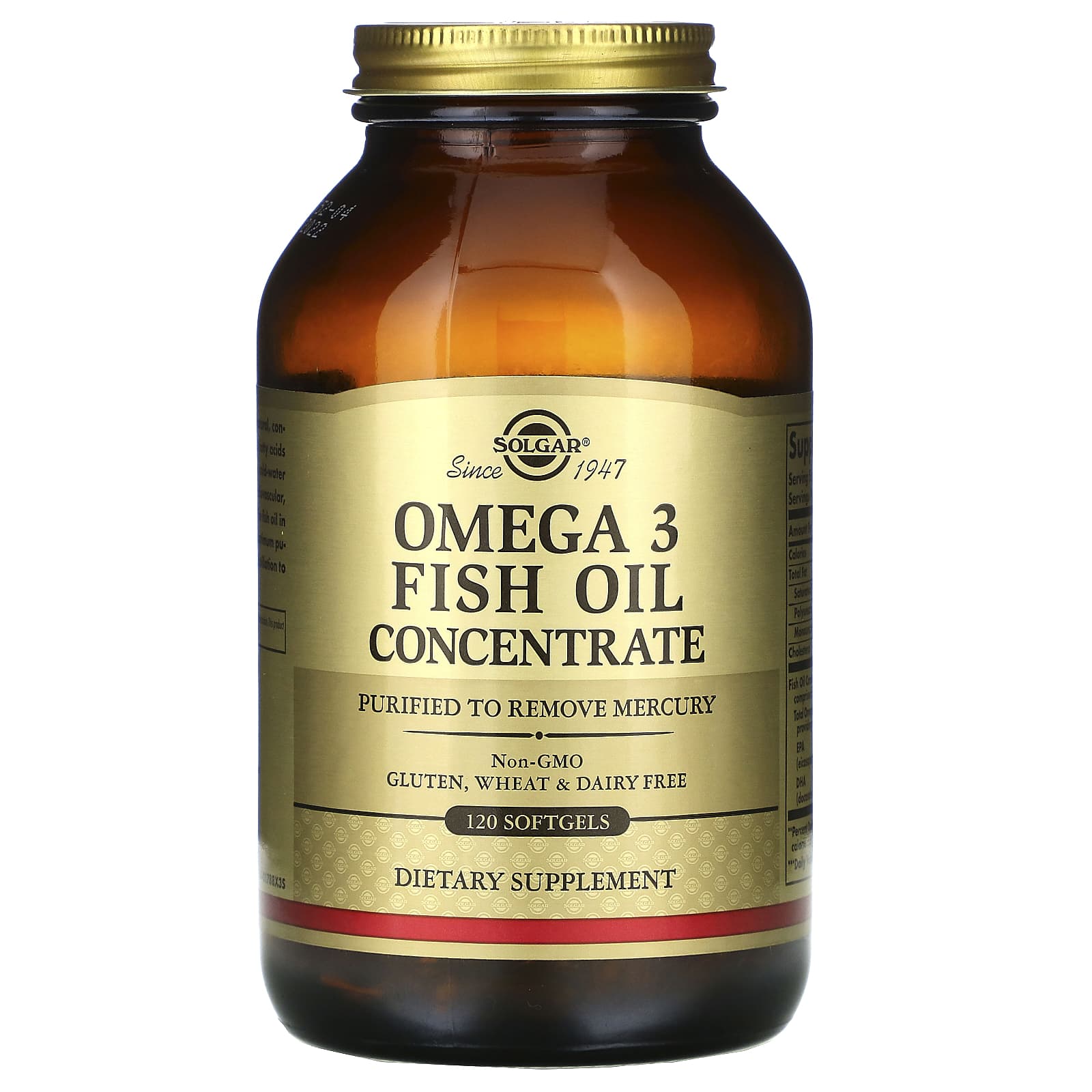 Solgar, Omega-3 Fish Oil Concentrate, 120 Softgels UPC 033984017887 | HiLife Vitamins